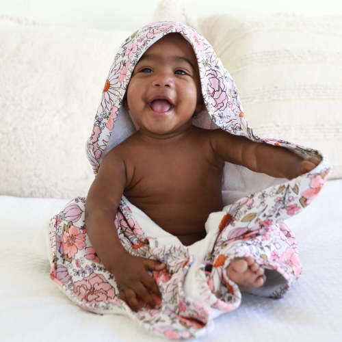 Bamboo Hooded Towel | Purple Floral