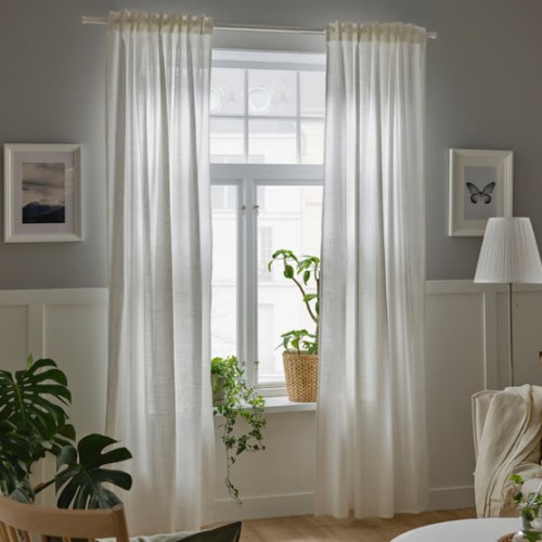 SILVERLÖNN curtains, 1 pair, white/with heading tape, 57x98" - IKEA