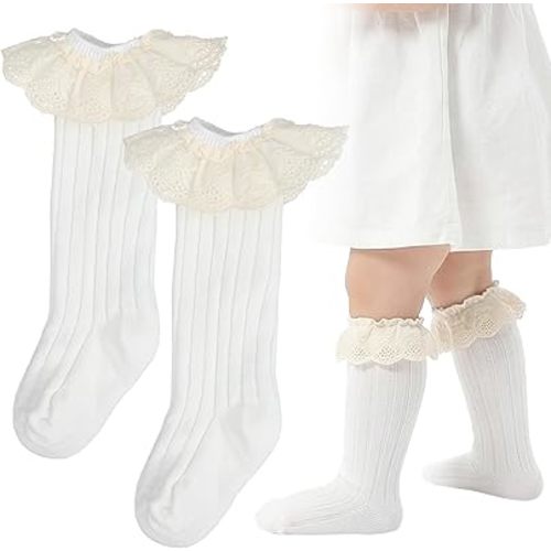 Ruffle Baby Knee High Socks - Ultra Soft Cotton Stockings for Newborn Girls 0-6 Months | Perfect for Photo Shoots, Birthday Outfits & Baby Shower Gifts