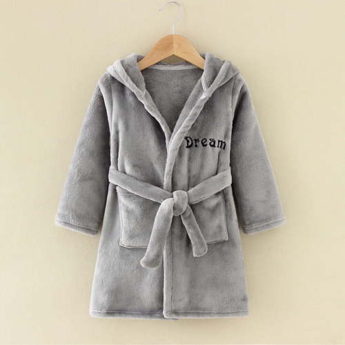 Joau Toddler Baby Boys Girls Soft Coral Fleece Hooded Bathrobe with Belt Pool and Beach Plush Robe Cover-ups Night-Robe Gown Sleepwear 1-6T