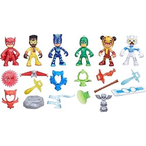 PJ Masks Power Heroes Meet The Power Heroes Figure Set with 6 Figures and 14 Accessories, Preschool Toys for Kids 3 Years and Up