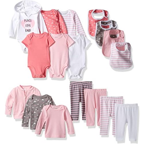 Hanes Ultimate Baby Flexy-17 Piece Cool Weather Essentials Set - 0-6 Months - Pink