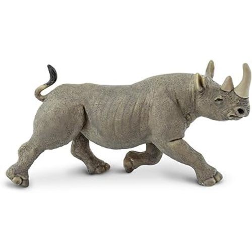 Safari Ltd. Black Rhino Figurine - Lifelike, Hand-Painted 5.75" Model Figure - Educational Toy for Boys, Girls & Kids Ages 3+