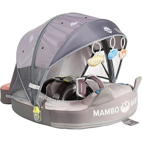 Mambobaby Float Non-Inflatable Baby Float with Canopy, Five-Point Safety System, 3D Canopy(Detachable) UPF 50+, Baby Pool Floats for 3-24 Months, Dual-Mode Toddler Swim Floaties