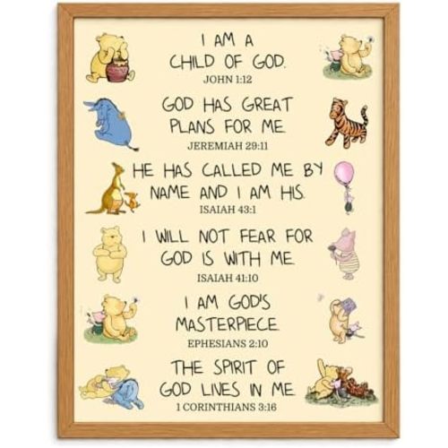 kdxpbpz Cute Bear Wall Art Prints Christian Poster Nursery Wall Decor