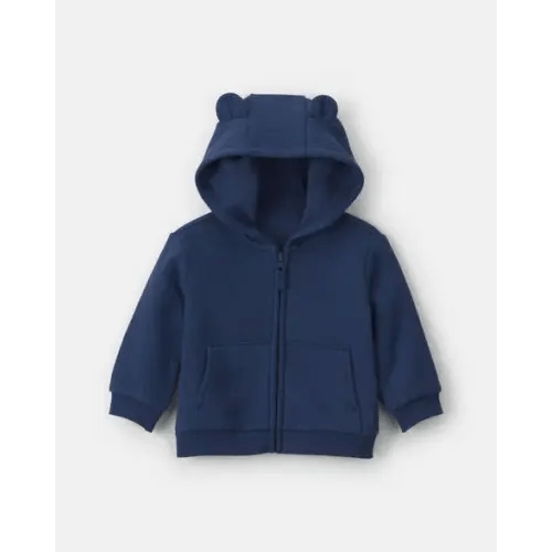 Baby Boy Bear Fleece Zip-Up Hoodie - Navy Blue | Carter's