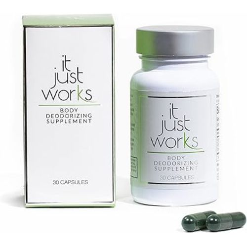 It Just Works Whole Body Natural Deodorizing Supplement for Full Freshness - Vegan & Organic Internal Deodorant for Underarms, Intimate Areas, and Private Parts, 30 Capsules
