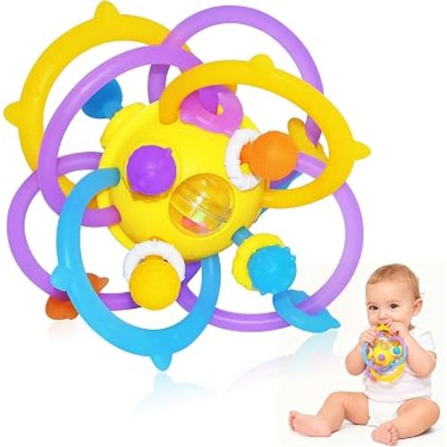 ANGELLE Silicone Teething Toys for Babies 0-18 Months, Montessori Sensory Teethers for Gum Relief, BPA Free Food Grade Chew Toys
