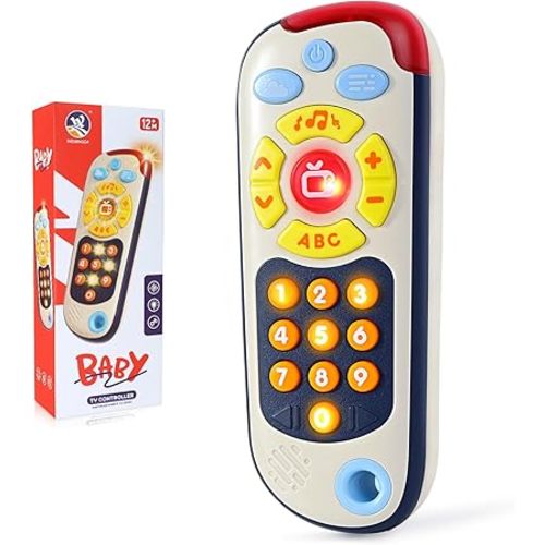 Orzbow Baby Remote Control Toy with Music, Realistic TV Remote Toy with Lights and Sounds, 3 Modes(Learning, Music, Game), Baby Sensory Toy for Toddler Infant Boy Girl Gift 1-3 Year Old, Black