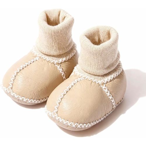 100% Sheepskin-Lined Baby Booties: Chestnut Color