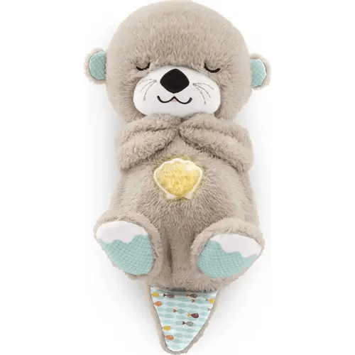 Fisher-Price Sound Machine Soothe 'N Snuggle Otter Portable Plush Baby Toy with Sensory Details Music Lights & Rhythmic Breathing Motion