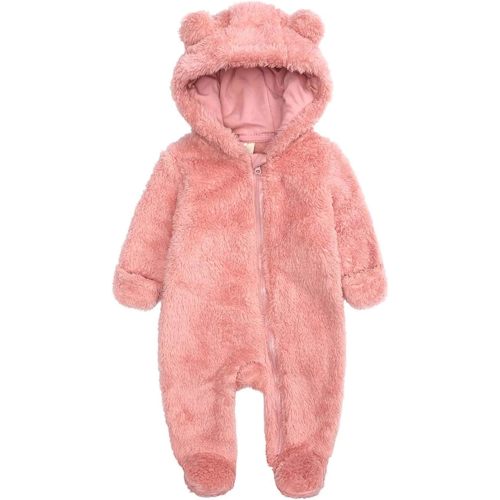 Newborn Baby Jumpsuit Hooded Fleece Rompers Long Sleeve Onesies Outwear Outfits