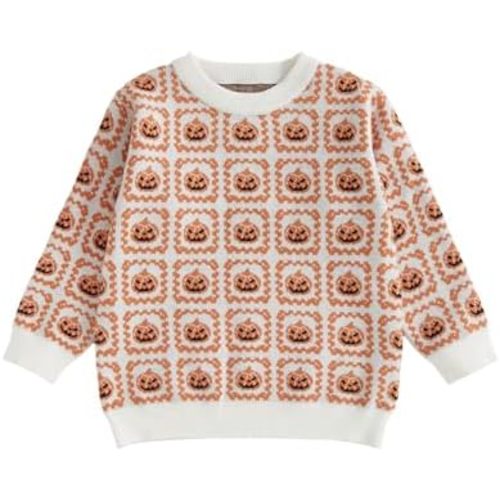 Toddler Baby Girl Boy Halloween Outfit Long Sleeve Crewneck Knit Sweater Warm Pullover Top Cute Fall Winter Clothes