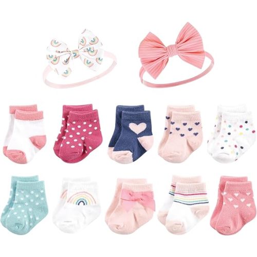 Hudson Baby Baby Girls' Sock and Headband 12pc Set