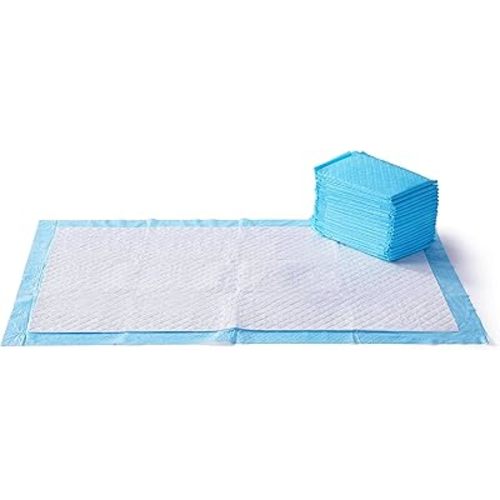 Amazon Basics Absorbent Dog and Puppy Pee Pads with 5-Layer Leak-Proof Design and Quick-Dry Surface for Potty Training, Heavy Duty Absorbency, Giant, 69.85 cm x 111.76 cm - Pack of 30, Blue & White