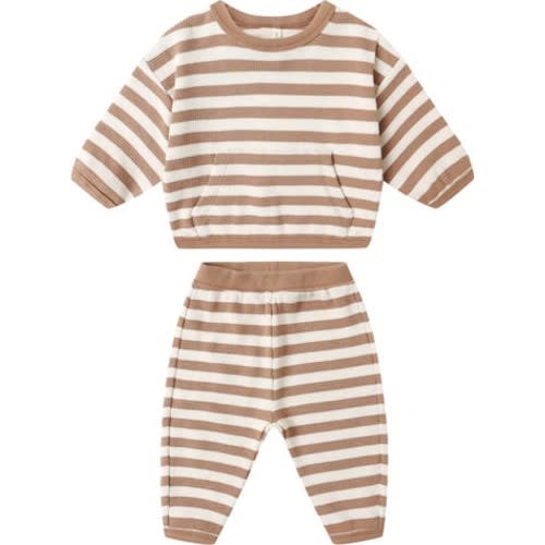 Stripe Waffle Knit Organic Cotton Sweatshirt & Joggers Set, 3-6M