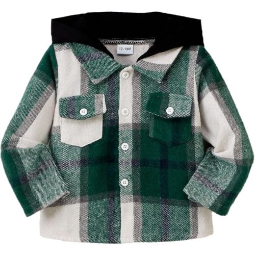 Toddler Baby Boy Long Sleeve Shirt Flannel Buffalo Plaid Shirts Button Down Jacket Top Outfit Fall Winter Clothes