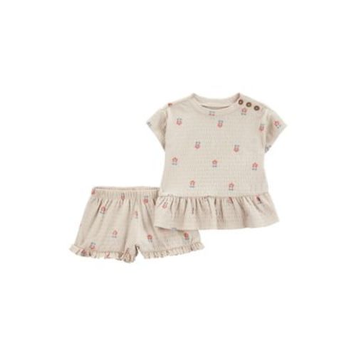 Baby Girls Cherry Printed Peplum Top and Shorts Set