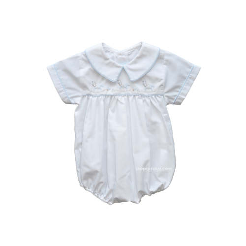 Auraluz Boy Bubble...White with blue binding and embroidered horses – AURALUZ