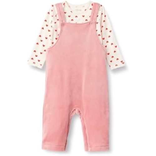 Amazon Essentials x Sofia Grainge Unisex Babies' Velour Overall and Long Sleeve Bodysuit Set, Pack of 2