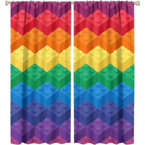Kids Building Blocks Toy Curtains, Color Constructor Geometric Blocks Abstract Contour Colorful Plastic Brick Print Window Treatments Drapes for Bedroom Living Room 84x84in