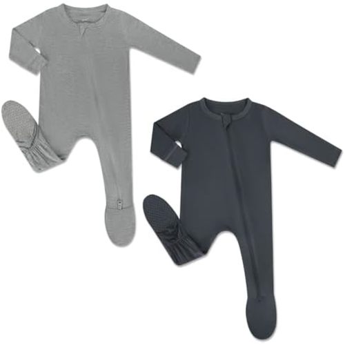 HAPIU Rayon from Bamboo Baby Footed Pajamas, 2 Way Zipper YKK, Footie for Baby Boy Girls, Newborn-24 Months