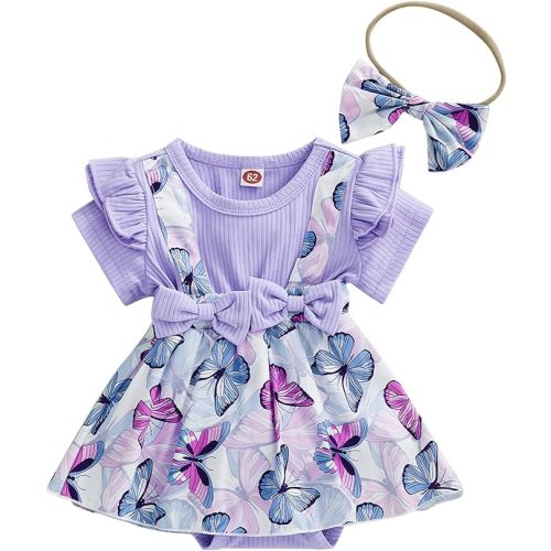 Mubineo Baby Girl Summer Clothes Outfits Sleeveless Lace Floral Romper Dress Newborn Outfit