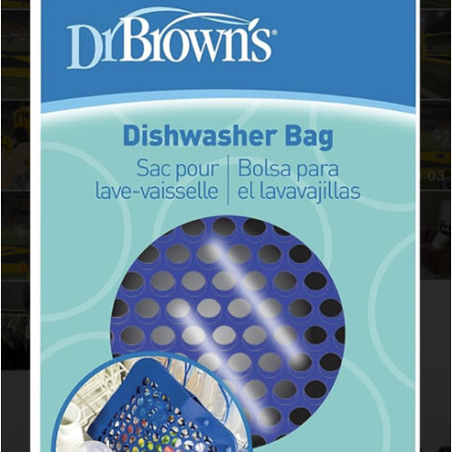 Dr. Brown's 100 % Silicone Baby Bottle Dishwasher Bag with Adjustable Sizing for Small Parts,Bottle Nipples,Breast Pump Accessories and Pacifiers