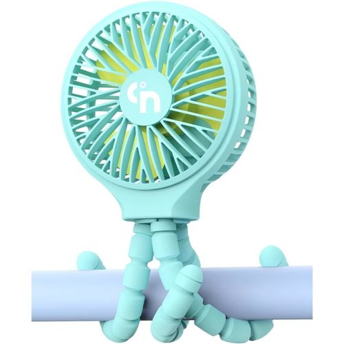 WiHoo Portable Stroller Fan, 11H Ultra-long Battery Life 3 Speed 360°Rotate, USB Rechargeable or Battery Operated Cooling Clip On Personal Fan for Baby Crib Travel Car Seat Blue