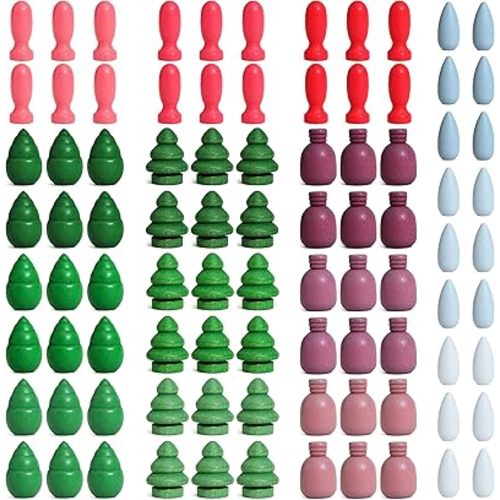Large Set Full Rainbow Color Style Wooden Loose Parts Sensory Play Toys, Rainbow Mandala Loose Parts 5 Shapes, 15 Colors, Rainbow Stacker Nesting Toys Parts (90PCS New Shapes)