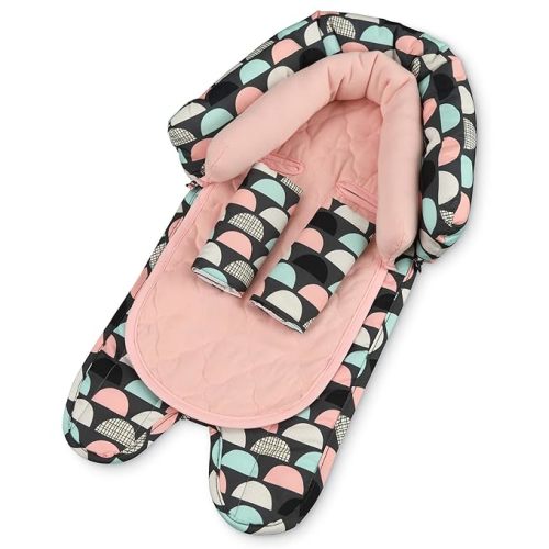GoldBug Baby & Toddler 2-in-1 Car Seat Head Support + Strap Covers - Scallop