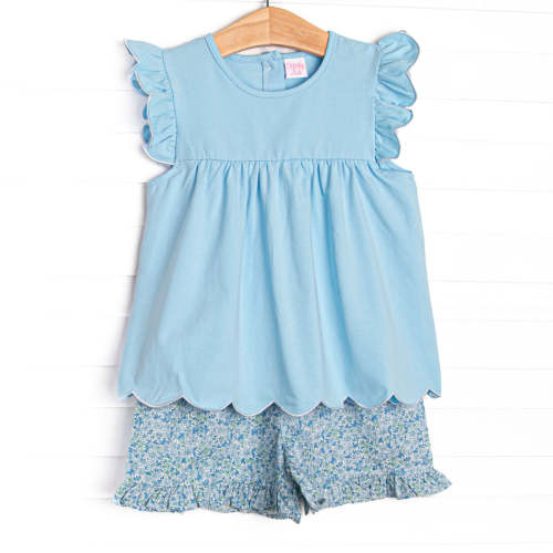 In the Grove Scalloped Ruffle Short Set, Blue – Stitchy Fish