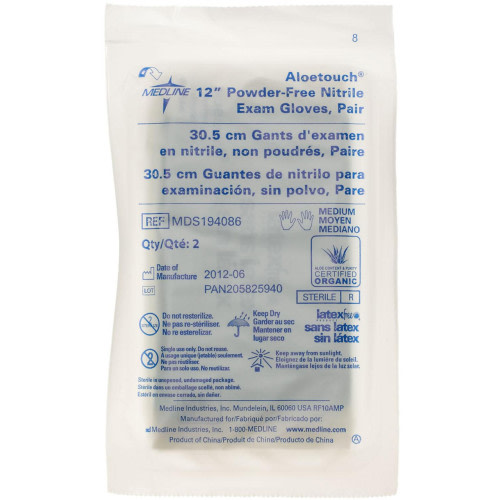 Medline AloeTouch Medium Nitrile Sterile Glove - Pair | In His Hands