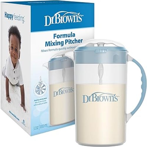 Dr. Brown's Baby Formula Mixing Pitcher with Adjustable Stopper, Locking Lid, and No Drip Spout, 36 oz, BPA-Free, Blue, 1-Pack
