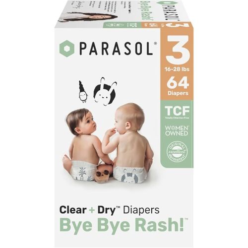 Parasol Clear+Dry Natural Disposable Diapers Size 3-64ct