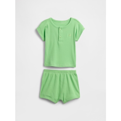 Baby Ribbed Henley Two-Piece Outfit Set
