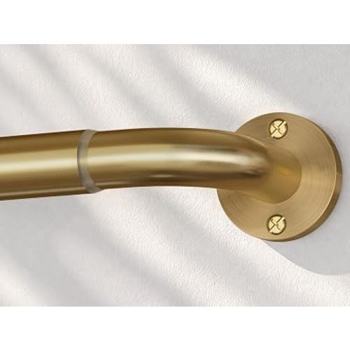 Brushed Gold Curtain Rod for Window 28-48" Wrap Around Curtain Rod