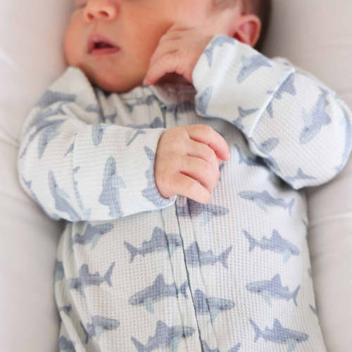 Fins Up Waffle Bamboo Zipper Footie