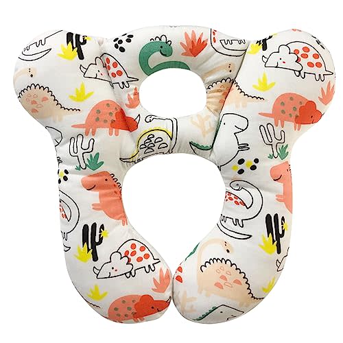 DEEZOMO Baby Travel Pillow,Soft and Skin Friendly Kids Cushion for Car Seat - Newborn Pillow for Pushchair,Car Seat,Travel (Red Dinosaur)