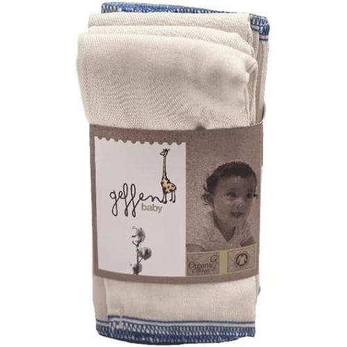 Geffen Baby Organic Cotton Prefolds 12x16 – 6 Pack, Reusable Cloth Diaper Inserts & Burp Cloths, Blue