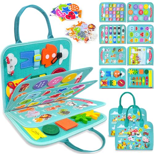 Busy Board Montessori Toys for Toddler Boy Girl Birthday Gifts, Busy Book Sensory Learning Toys for Toddlers, Educational Activities Airplane Car Travel Toy for Toddlers