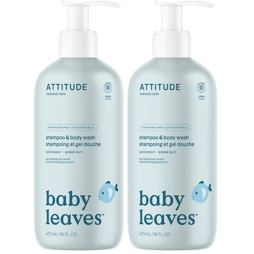 ATTITUDE 2-in-1 Shampoo and Body Wash for Baby, EWG Verified, Dermatologically Tested, Vegan, Good Night, 16 Fl Oz (Pack of 2)