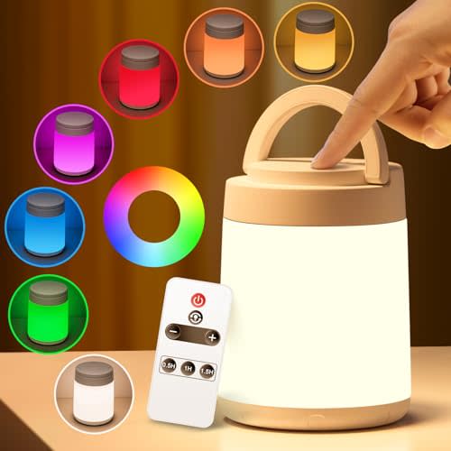 Night Light for Kids Night Light,10 Colors+8 Dimmable Tap light ,Portable+Remote+Touch Nightlight for Kids Room,1800mAh Baby Night Lights for Nursery Lamp Rechargeable night light, Mom Christmas Gifts