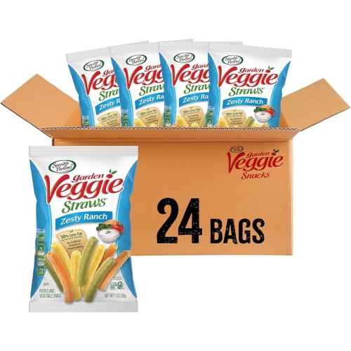 Sensible Portions Garden Veggie Snacks - Ranch Veggie Straws, Snack Size, 1 Oz (Pack of 24)