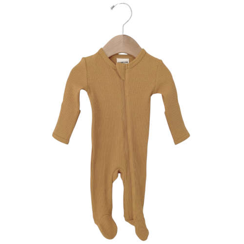 Organic Waffle Basic Zip Footie, Honey