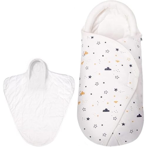 AUULA Couverture d'emmaillotage pour nouveau-nés, gigoteuse en coton pour bébé de 0 à 2 mois, lange pour garçon et fille (blanc, taille S)