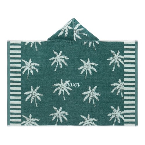 Palm Trees Plush Jacquard Baby Beach Hooded Towel UPF 50+