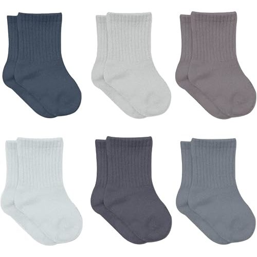 bistyle Baby Grip Ankle Socks 6 Pairs | Newborn Infant Toddlers Sock Organic Cotton | Kids Boys Girls Ankle
