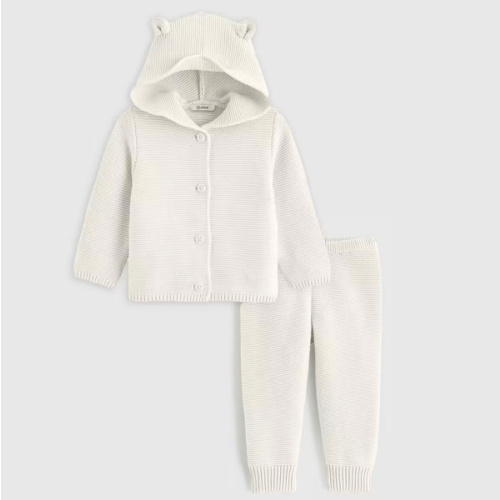 100% Organic Cotton Sweater Set in Ivory