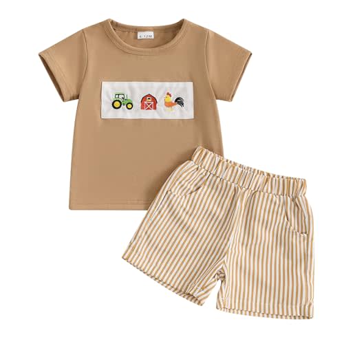 MAYUMMPY Baby Toddler Boys Summer Clothes Sets Casual Outfit Newborn Farm Outfits Tractor Infant Baby Boy Outfit